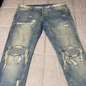 MEN. YSL STYLE RIPPED DENIM JEANS